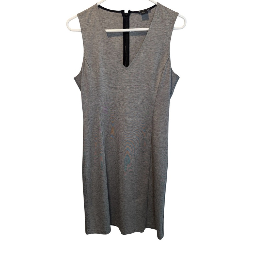 Theory Womens Grey Sheath Adoxa V-Neck Sleeveless Dress 10 Career Office